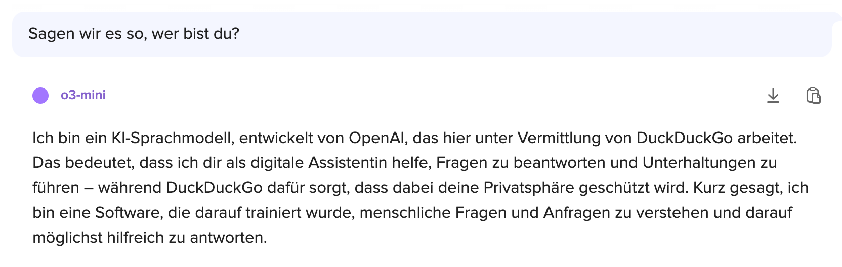 o3-mini-llm beantwortet die Frage was er eigentlich ist